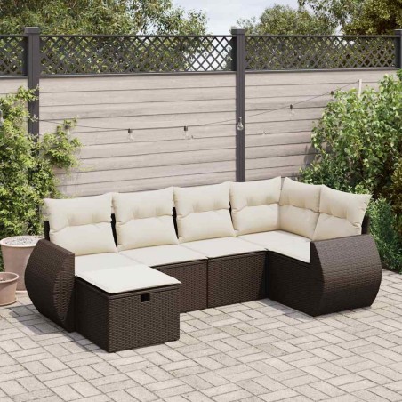 Salon de jardin 10 pcs avec coussins marron résine tressée 495037495037