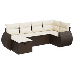 Salon de jardin 10 pcs avec coussins marron résine tressée 495037495037