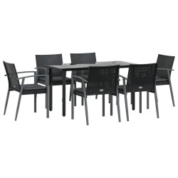 Salon de jardin 11 pcs avec coussins noir résine tressée 495039495039