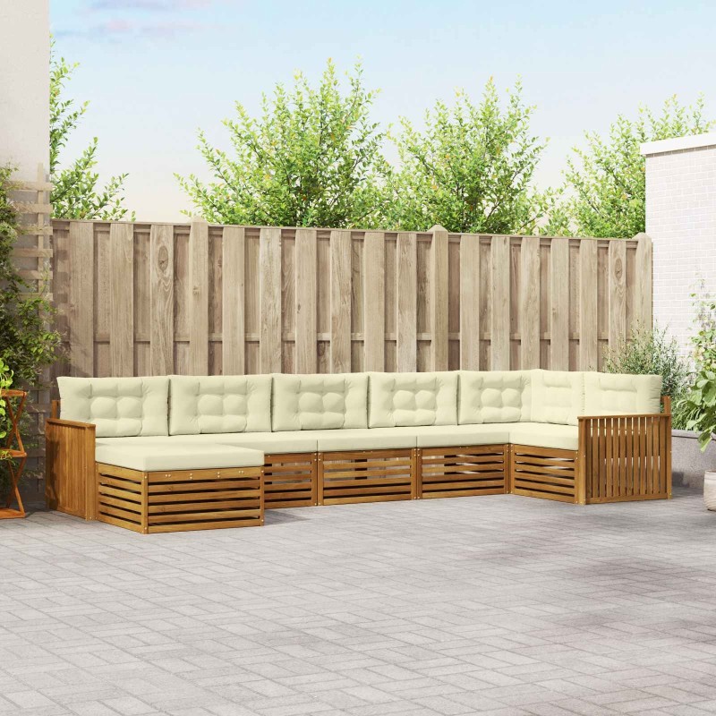 Ensemble de canapé de jardin 9 pcs Beige et blanc polyrotin 495327495327