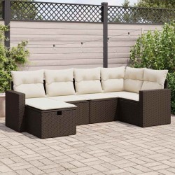 Salon de jardin 10 pcs avec coussins marron résine tressée 495340495340