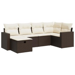 Salon de jardin 10 pcs avec coussins marron résine tressée 495340495340
