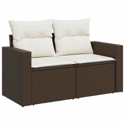 Salon de jardin 10 pcs avec coussins marron résine tressée 495340495340