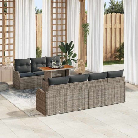 Salon de jardin 5 pcs avec coussins gris bois massif 495346495346