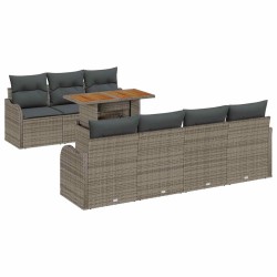 Salon de jardin 5 pcs avec coussins gris bois massif 495346495346
