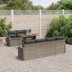 Salon de jardin 5 pcs avec coussins gris bois massif 495346495346