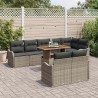 Salon de jardin 5 pcs avec coussins gris résine tressée 495347495347