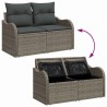 Salon de jardin 5 pcs avec coussins gris résine tressée 495347495347