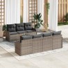 Salon de jardin 6 pcs avec coussins gris bois massif 495351495351