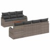 Salon de jardin 6 pcs avec coussins gris bois massif 495351495351