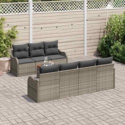 Salon de jardin 6 pcs avec coussins gris bois massif 495351495351