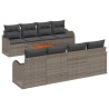 Salon de jardin 6 pcs avec coussins gris bois massif 495354495354