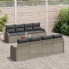 Salon de jardin 6 pcs avec coussins gris bois massif 495354495354