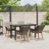 Salon de jardin 6 pcs avec coussins noir résine tressée acacia 495362495362