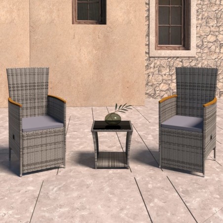 Salon de jardin 8 pcs avec coussins gris bois massif 495374495374