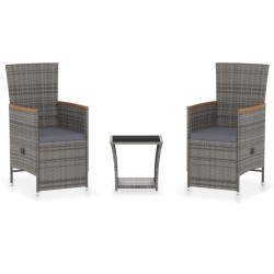 Salon de jardin 8 pcs avec coussins gris bois massif 495374495374