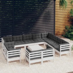 Salon de jardin 7 pcs avec coussins Résine tressée Gris 495383495383