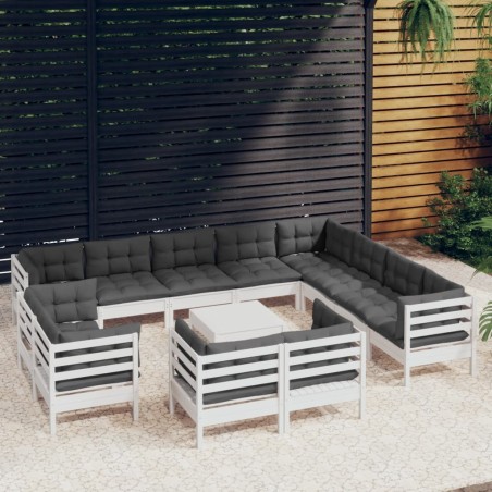 Salon de jardin 7 pcs avec coussins Résine tressée Gris 495383495383
