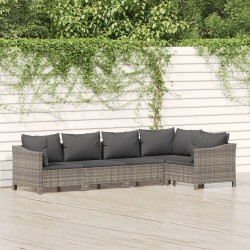 Salon de jardin 9 pcs avec coussins noir résine tressée 495385495385