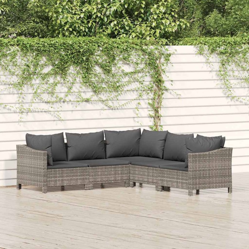 Salon de jardin 9 pcs avec coussins noir résine tressée 495387495387