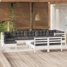 Salon de jardin 7 pcs avec coussins gris bois massif 495398495398