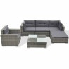 Salon de jardin avec coussins 7 pcs gris résine tressée 495407495407