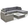 Salon de jardin avec coussins 7 pcs gris résine tressée 495407495407