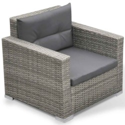 Salon de jardin avec coussins 7 pcs gris résine tressée 495407495407