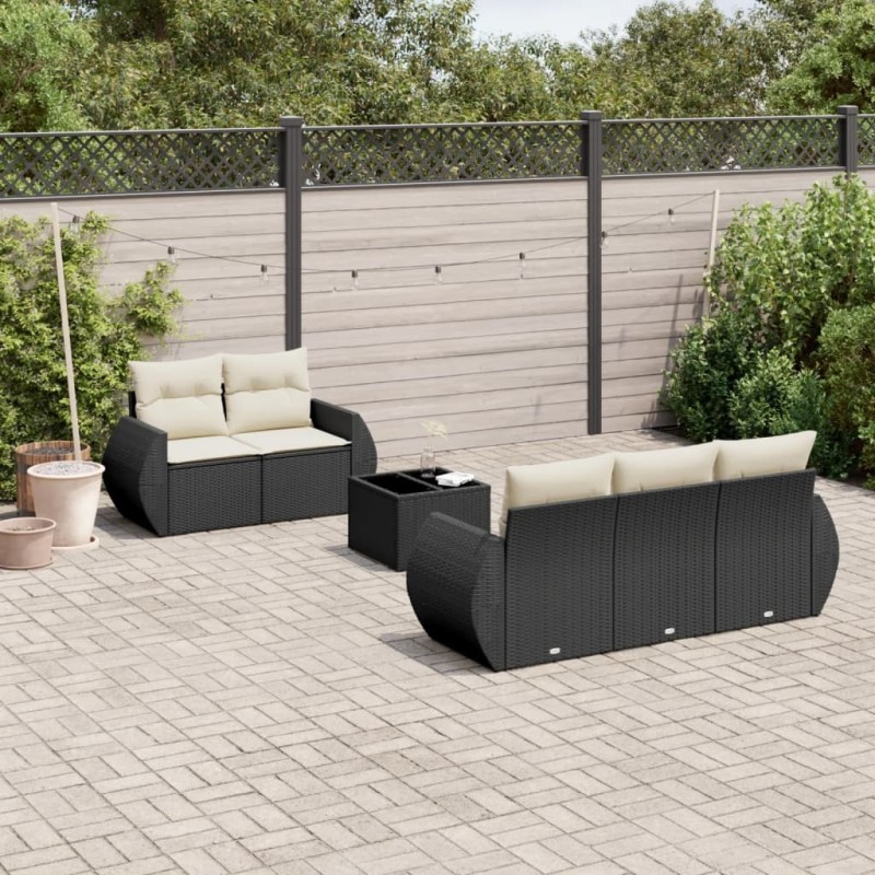 Salon de jardin avec coussins 3 pcs beige résine tressée 495412495412