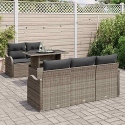 Ensemble de canapé de jardin avec coussin 6 pcs Beige polyrotin 495579495579