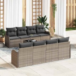 Ensemble de canapé de jardin avec coussin 7 pcs Noir Poly rotin 495580495580