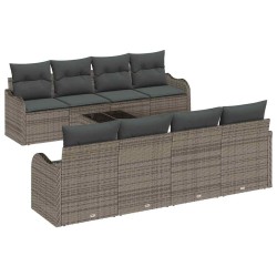 Ensemble de canapé de jardin avec coussin 7 pcs Noir Poly rotin 495580495580