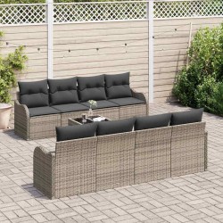 Ensemble de canapé de jardin avec coussin 7 pcs Noir Poly rotin 495580495580