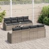 Ensemble de canapé de jardin avec coussin 7 pcs Noir Poly rotin 495580495580