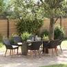Salon de jardin 9 pcs avec coussins noir résine tressée 495596495596