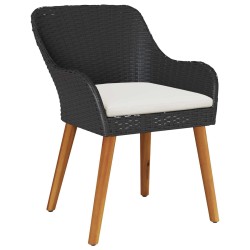 Salon de jardin 9 pcs avec coussins noir résine tressée 495596495596