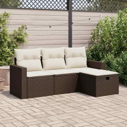 Salon de jardin 10 pcs avec coussins noir résine tressée 495602495602