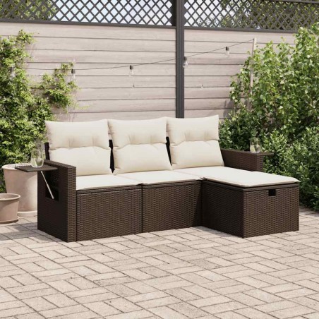 Salon de jardin 10 pcs avec coussins noir résine tressée 495603495603