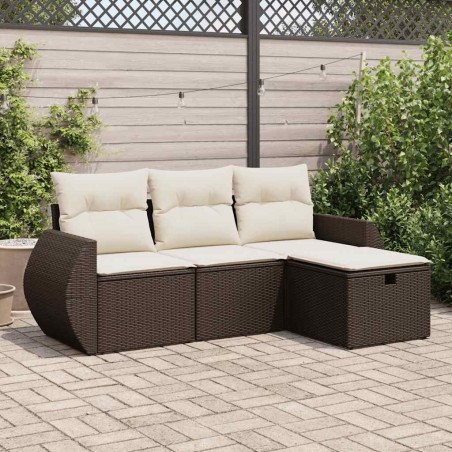 Salon de jardin 10 pcs avec coussins noir résine tressée 495604495604