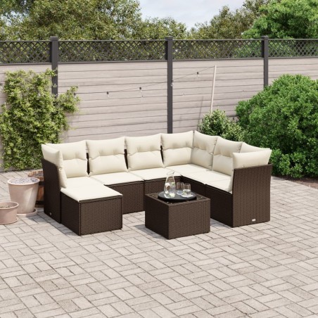 Salon de jardin 10 pcs avec coussins noir résine tressée 495605495605