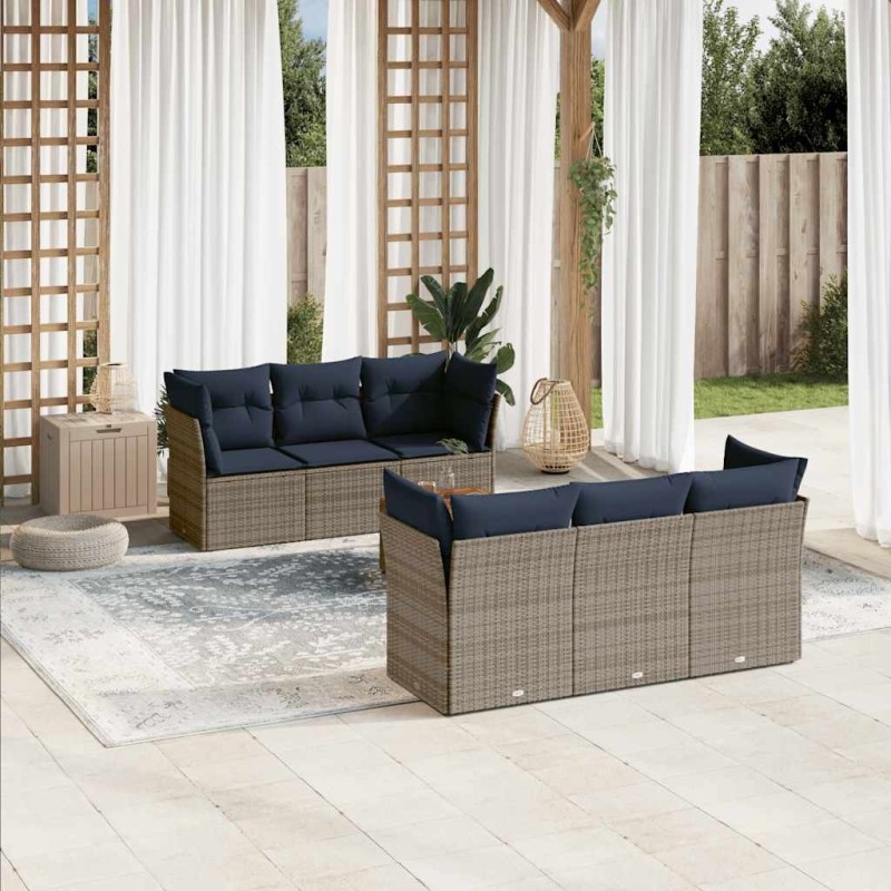 Salon de jardin 10 pcs avec coussins noir résine tressée 495607495607