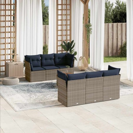 Salon de jardin 10 pcs avec coussins noir résine tressée 495607495607