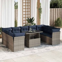 Salon de jardin 7 pcs avec coussins noir résine tressée 495613495613