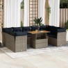 Salon de jardin 7 pcs avec coussins noir résine tressée 495614495614