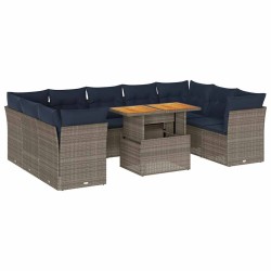 Salon de jardin 7 pcs avec coussins noir résine tressée 495614495614