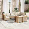 Salon de jardin 7 pcs avec coussins noir résine tressée 495616495616