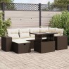 Salon de jardin 7 pcs avec coussins noir résine tressée 495622495622