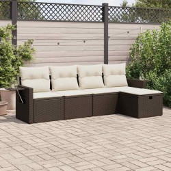 Salon de jardin 8 pcs avec coussins noir résine tressée 495624495624