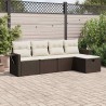 Salon de jardin 8 pcs avec coussins noir résine tressée 495624495624