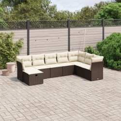 Salon de jardin 10 pcs avec coussins noir résine tressée 495628495628